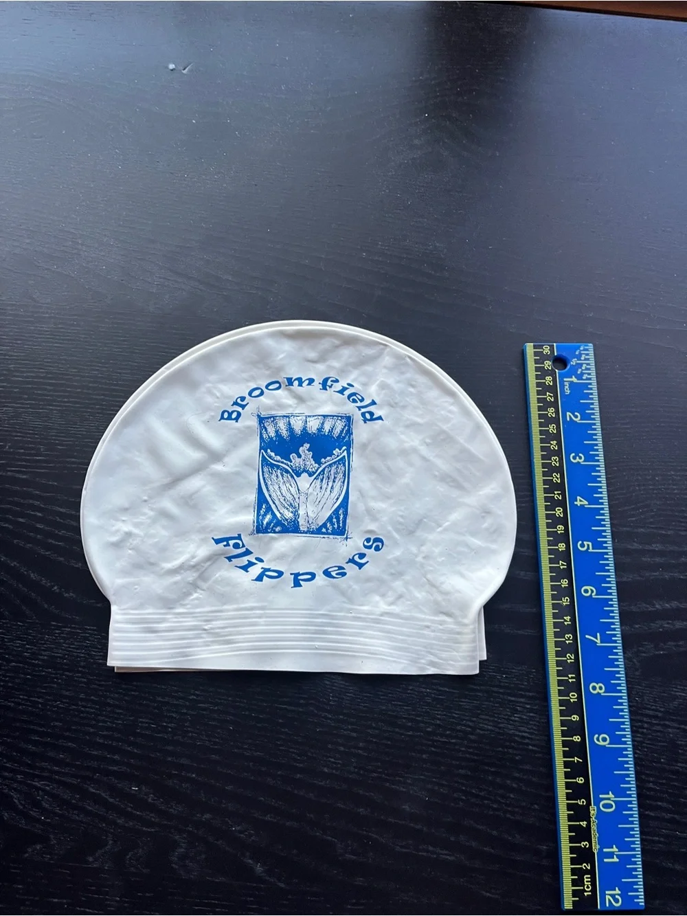 Vintage Broomfield Flippers White Latex Swim Caps Lot of 2